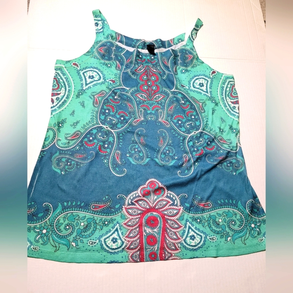Cool Paisley Tank Top by Style and Co Sz Large Excellent